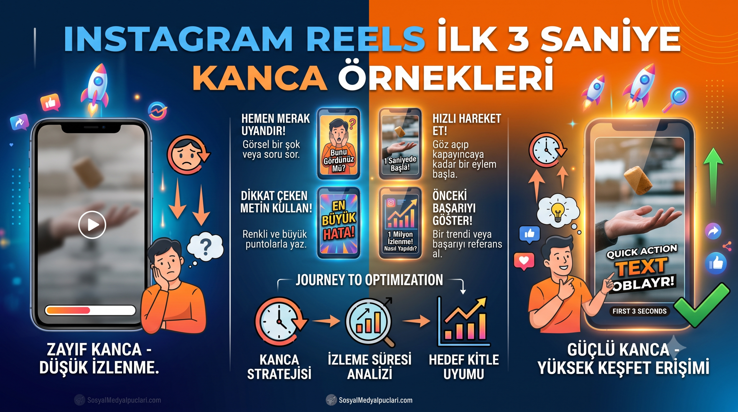 Instagram Reels ilk 3 saniye kanca örnekleri ile izleyiciyi videoda tutacak güçlü giriş cümleleri ve içerik fikirleri keşfedin.
